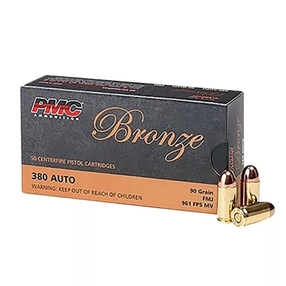 .380 ACP PMC Bronze 90gr FMJ – 50 Rounds