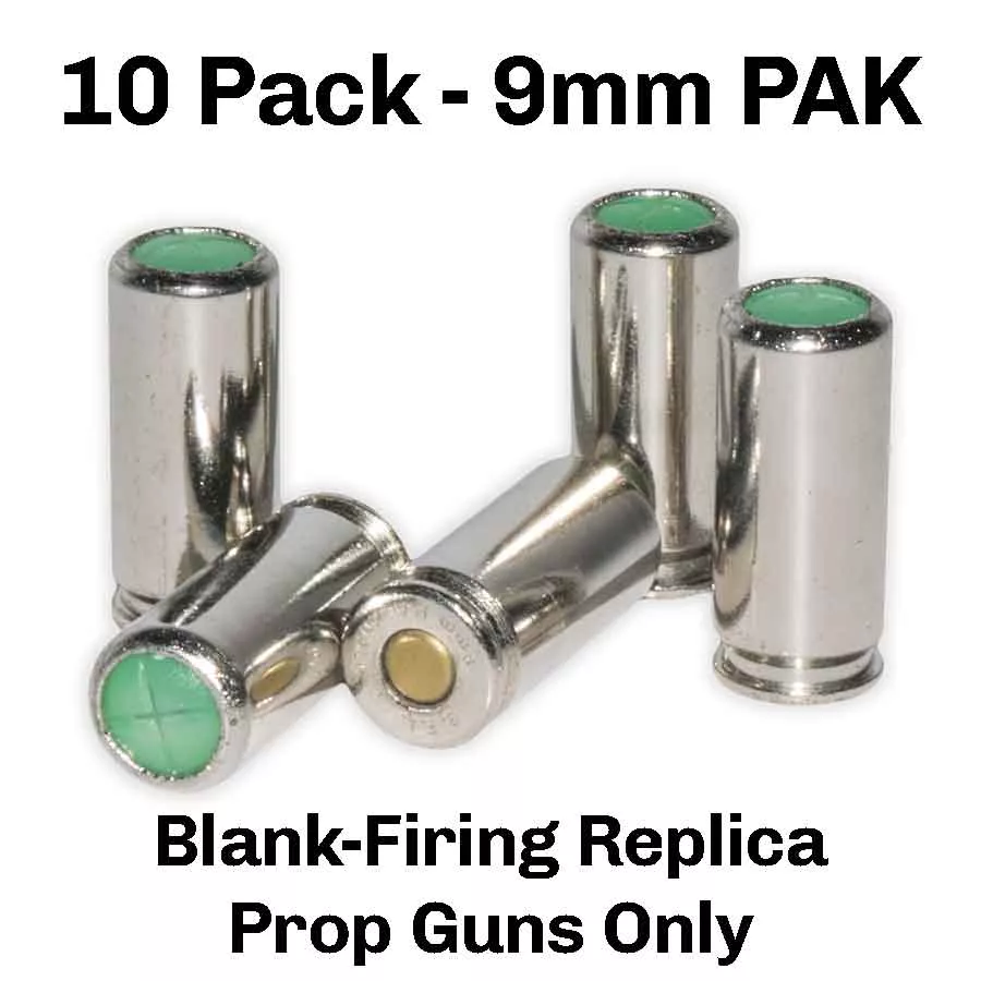 9mm PAK Blank Ammunition – 500 Rounds (10 Pack)