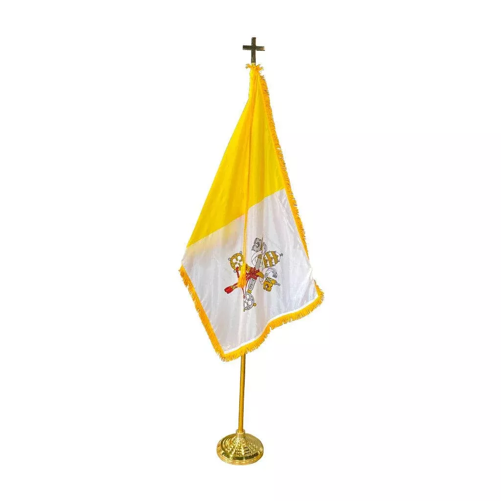 Adjustable Height Indoor Papal Flag Display Set