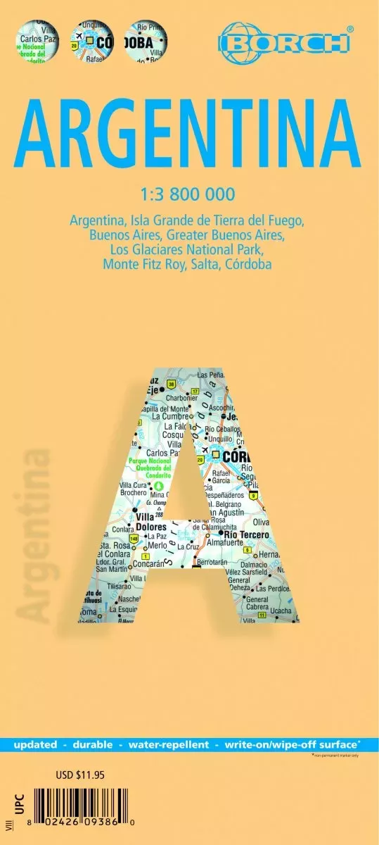 Argentina - Laminated Borch Road Map