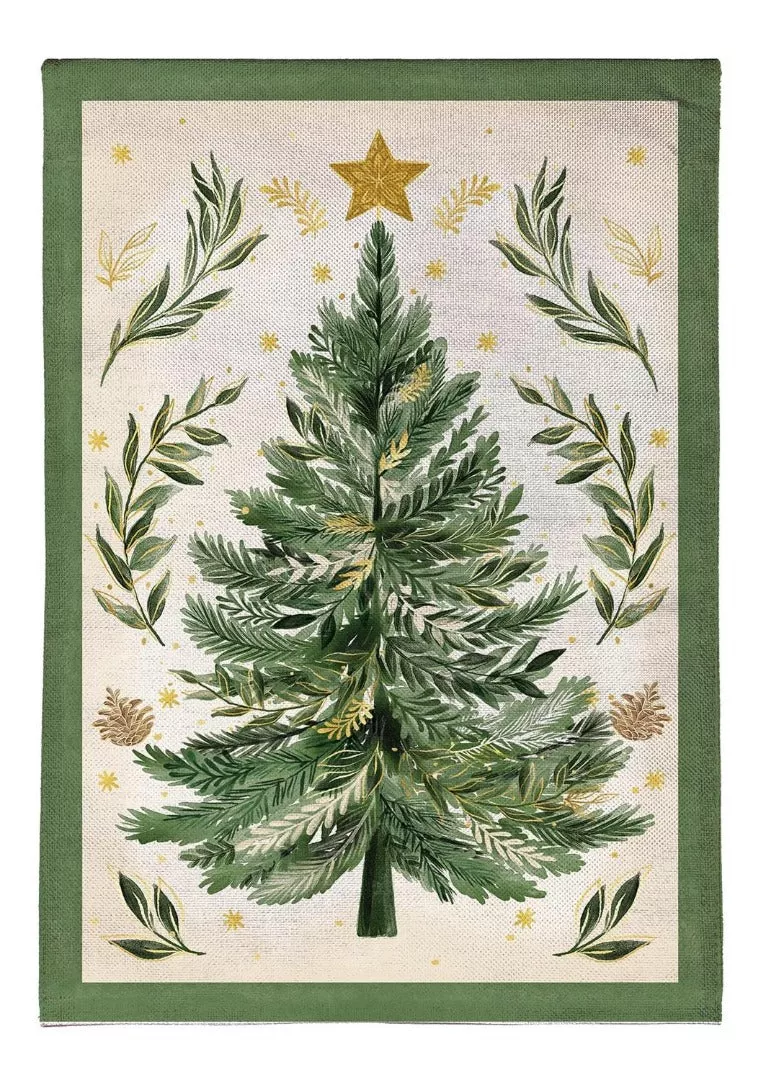Christmas Tree With Acorn Garden Flag 2 Sided