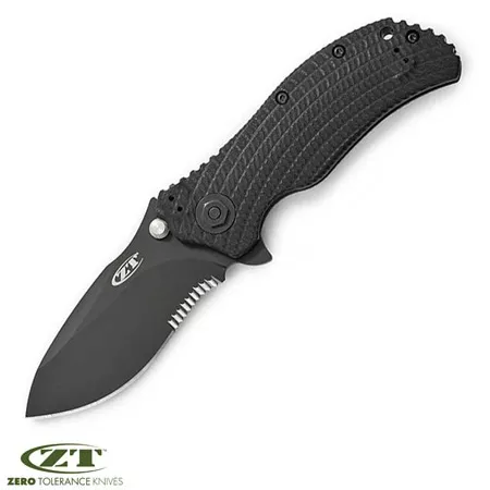 **Combat Folder Knife BlackHalf Serrated EdgeZero Tolerance Knives