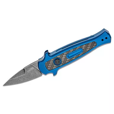 Kershaw Launch 12CA AUTO Folding Knife - 1.93" BlackWashed CPM-154 Spear Point Blade, Olive Green Anodized Aluminum Handles w/ Carbon Fiber Inlay