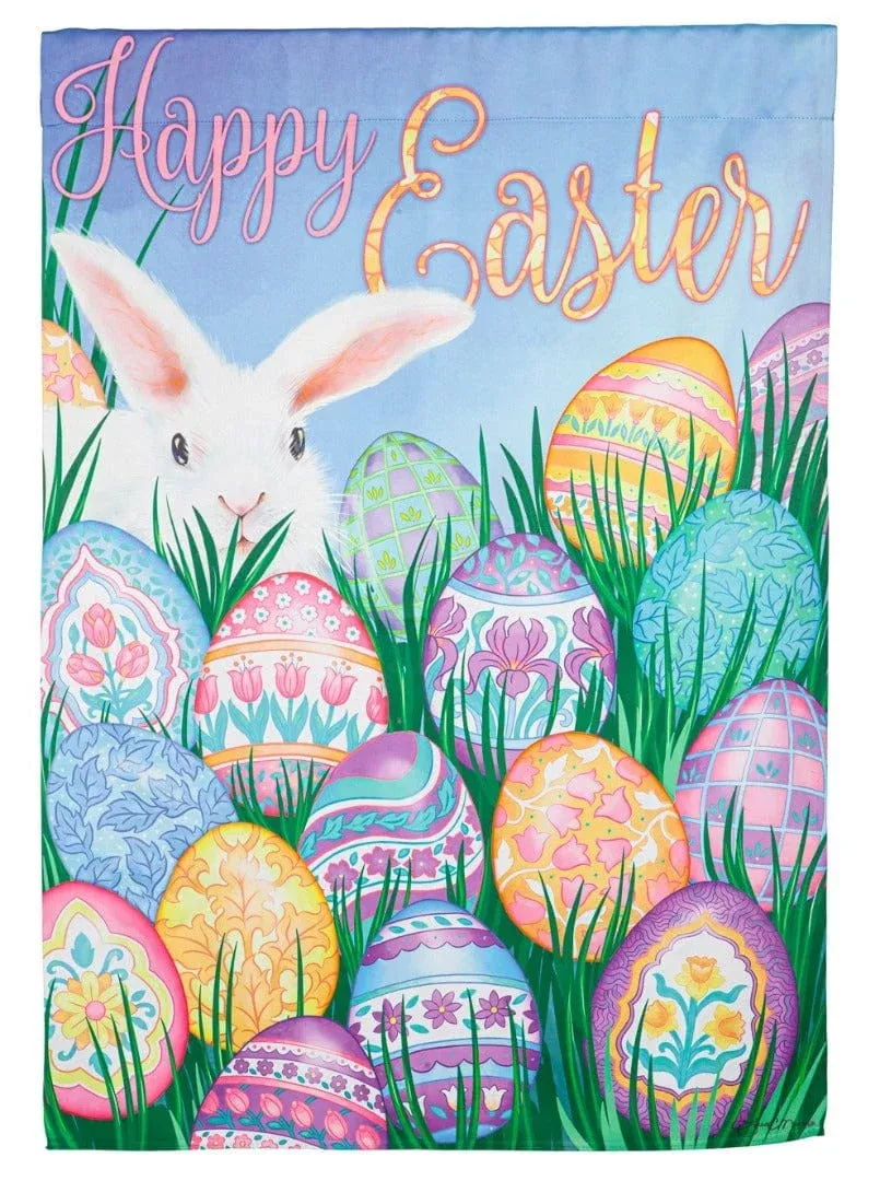 Multi Eggs Happy Easter Banner 2 Sided House Flag