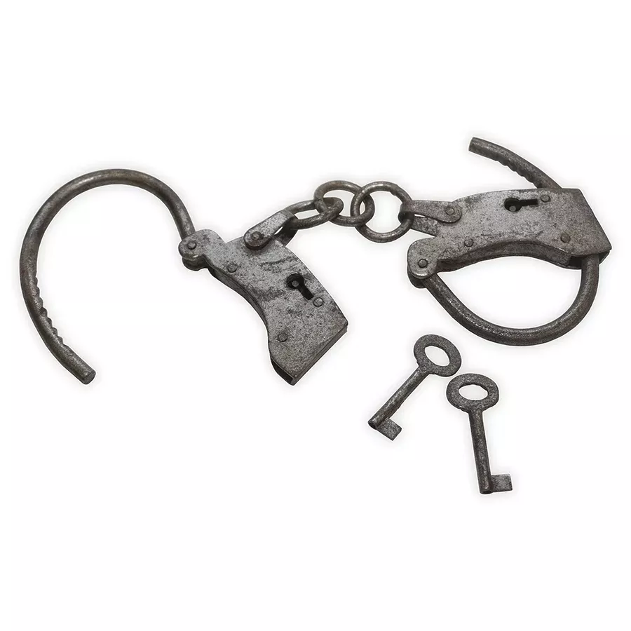Old West Iron Handcuffs with Locking Key (For Decor Only)