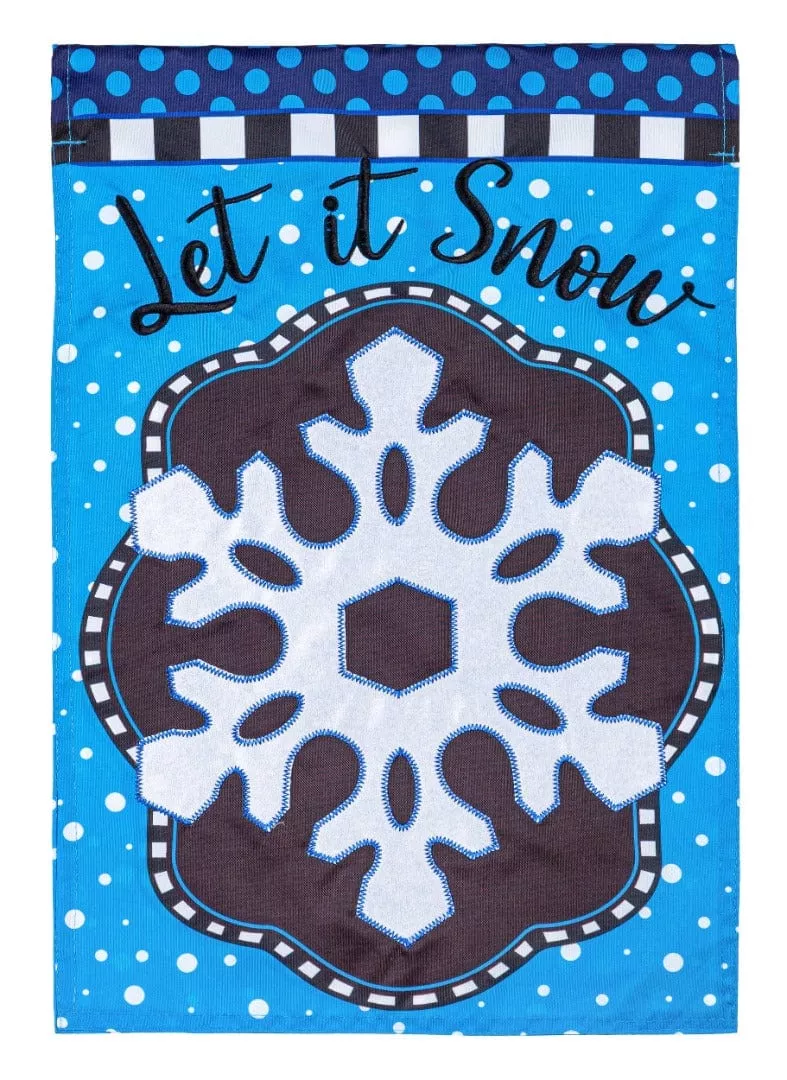 Patterned Snowflake Garden Flag 2 Sided Let It Snow