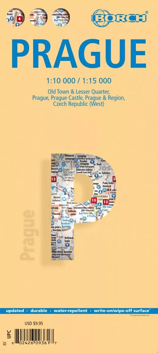 Prague – Laminated Borch City Map