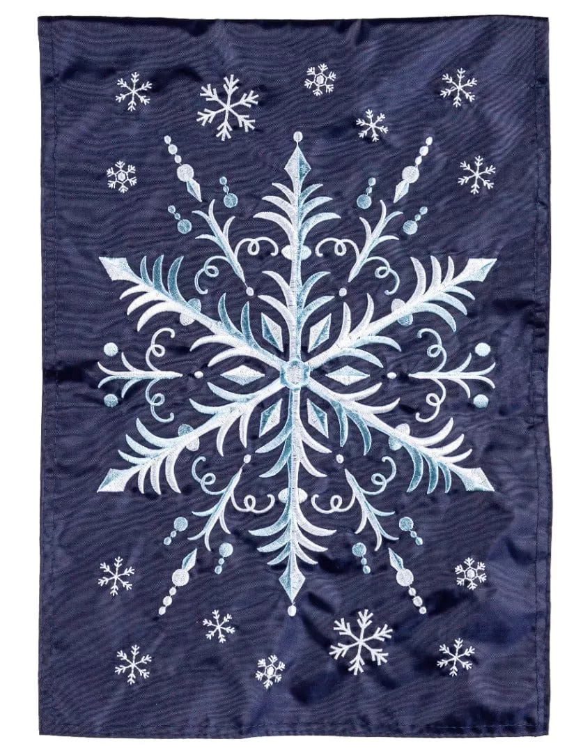 Snowflake Winter Garden Flag 2 Sided Applique
