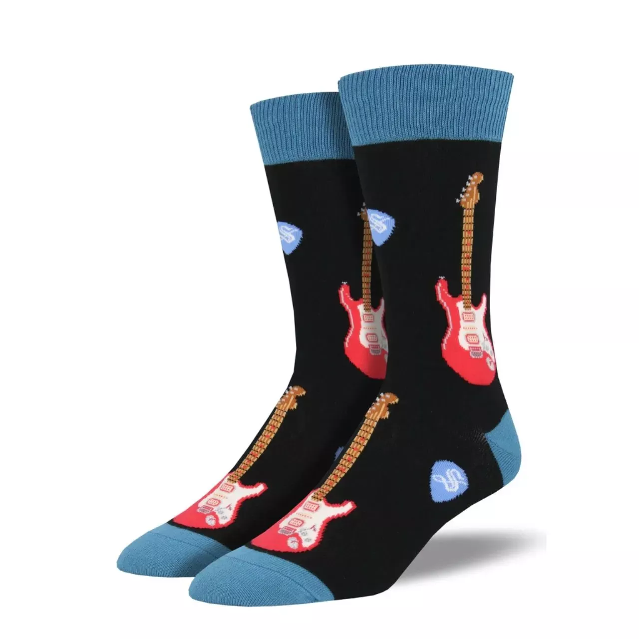 SockSmith Men’s “Electric Guitars” Black Socks