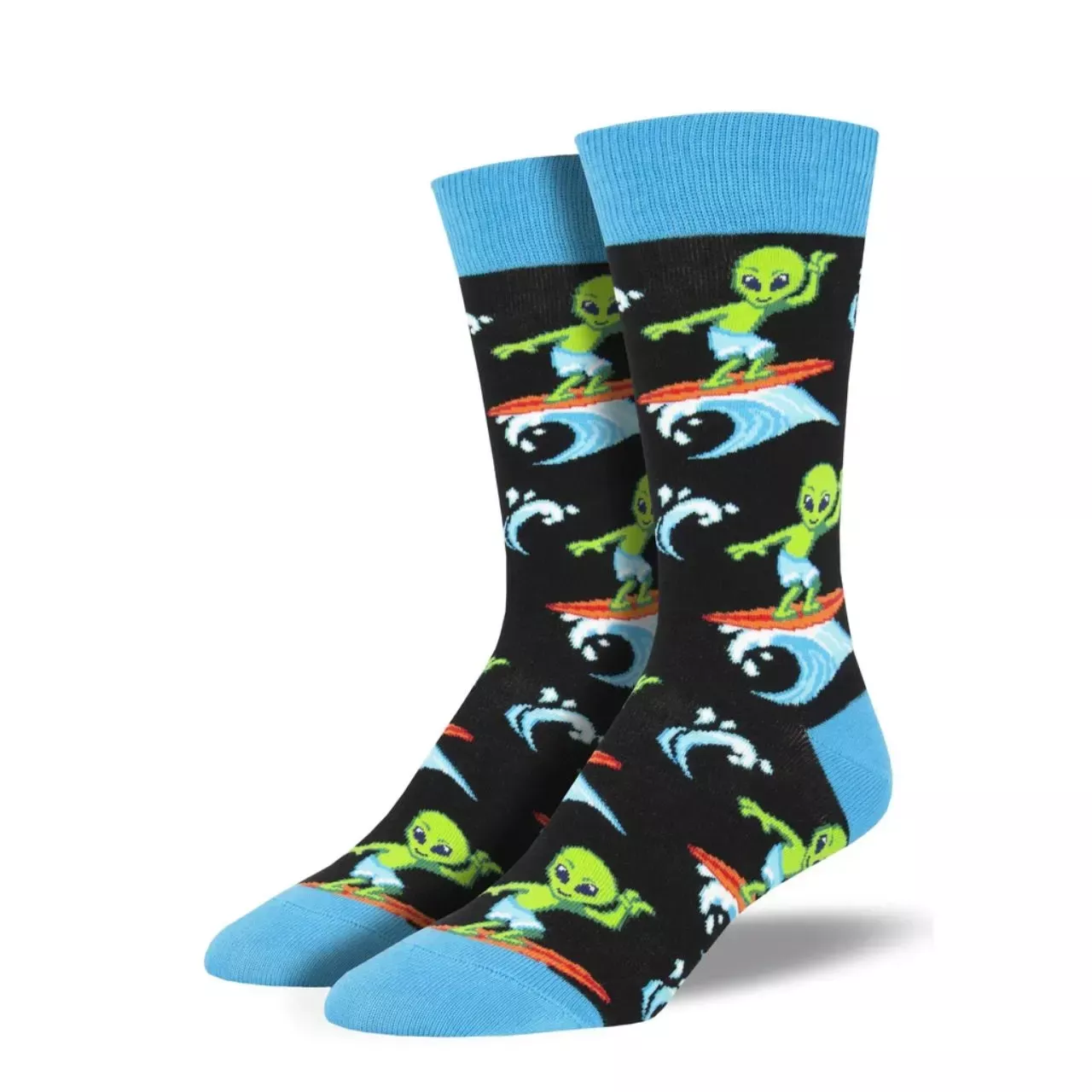 SockSmith Men’s “Surfing The Galaxy” Black Socks