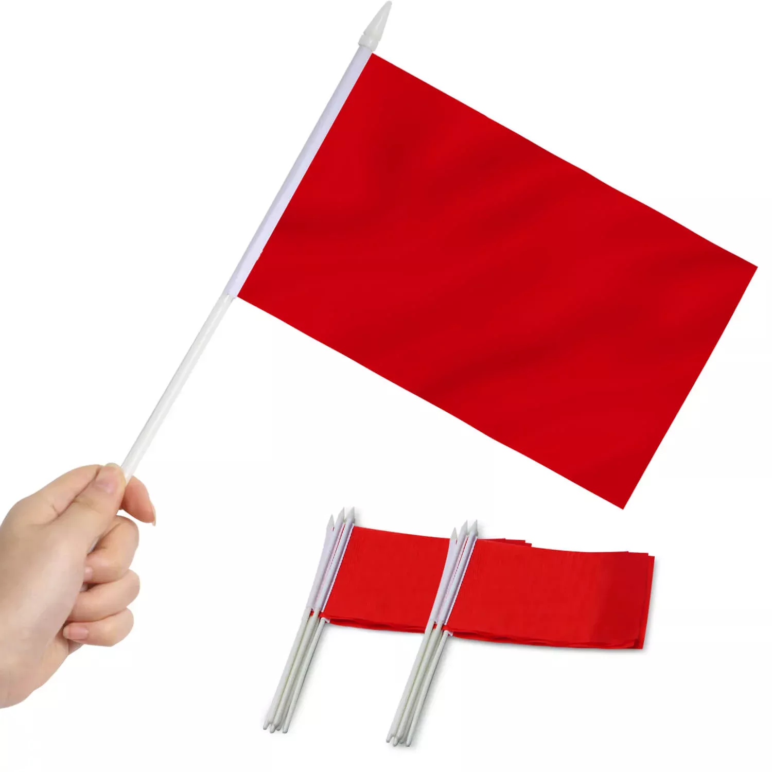 Solid Red Stick Flags 5x8 inch (Pack of 12)