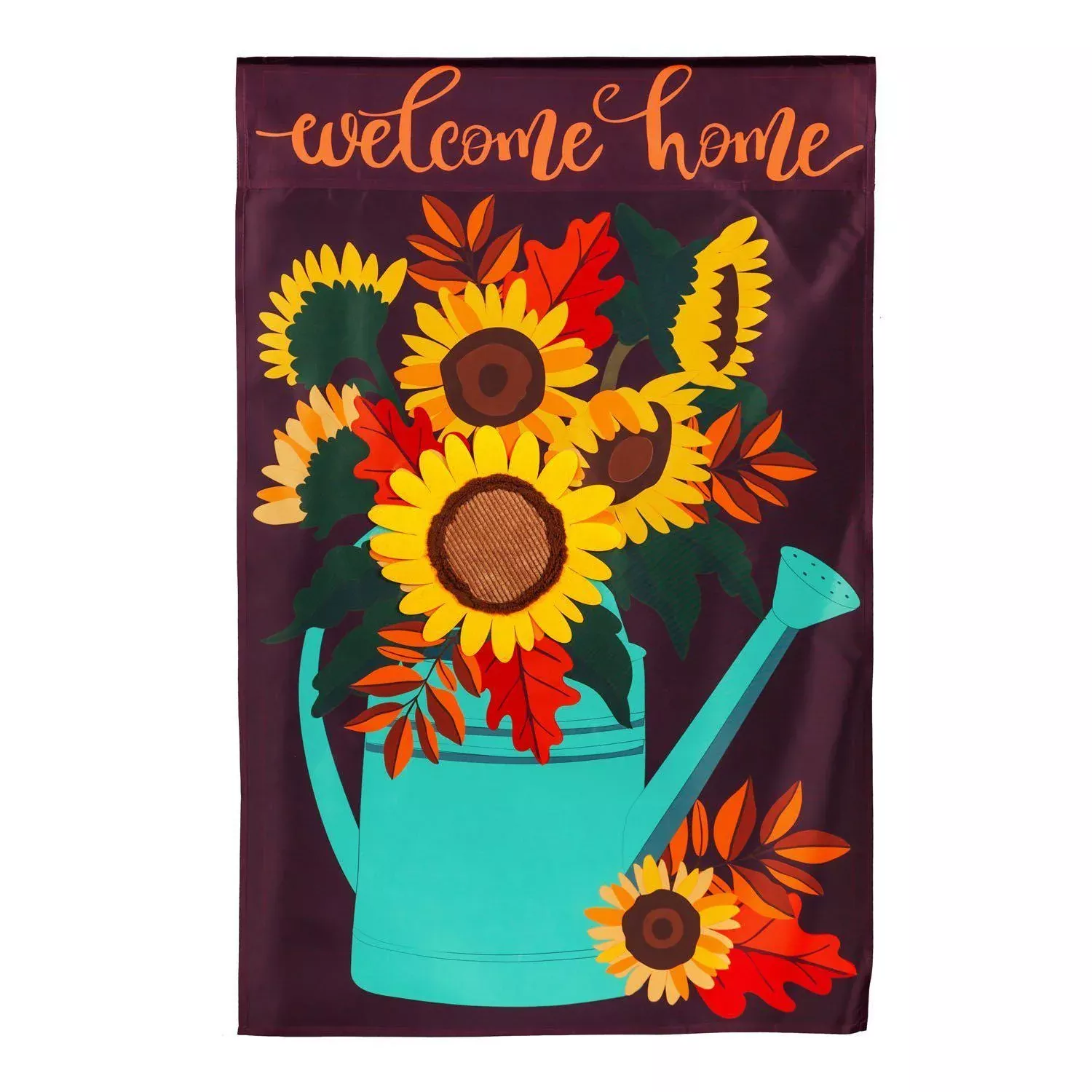 Sunflower Watering Can Appliqué House Banner