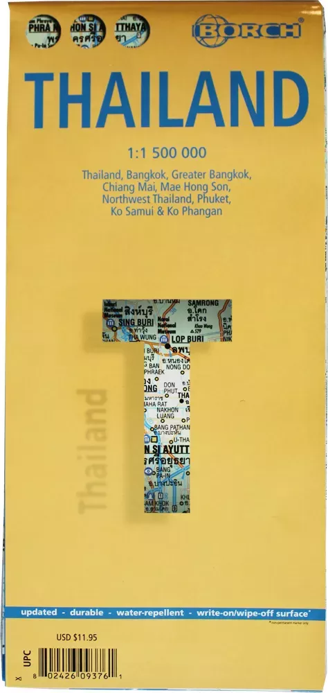 Thailand - Laminated Borch Road Map