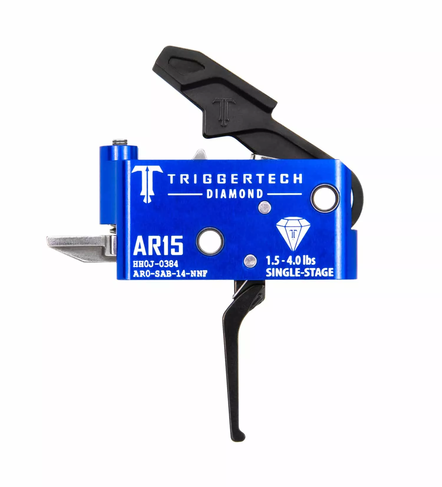 TriggerTech Trigger - AR-15 - Diamond 1.5- 4lbs - Single Stage - Black / Blue - Flat Lever