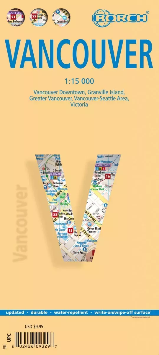 Vancouver – Laminated Borch City Map