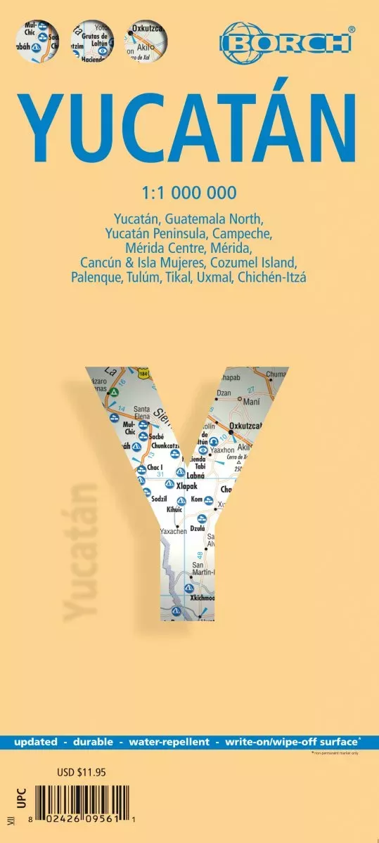Yucatan – Laminated Borch Road Map